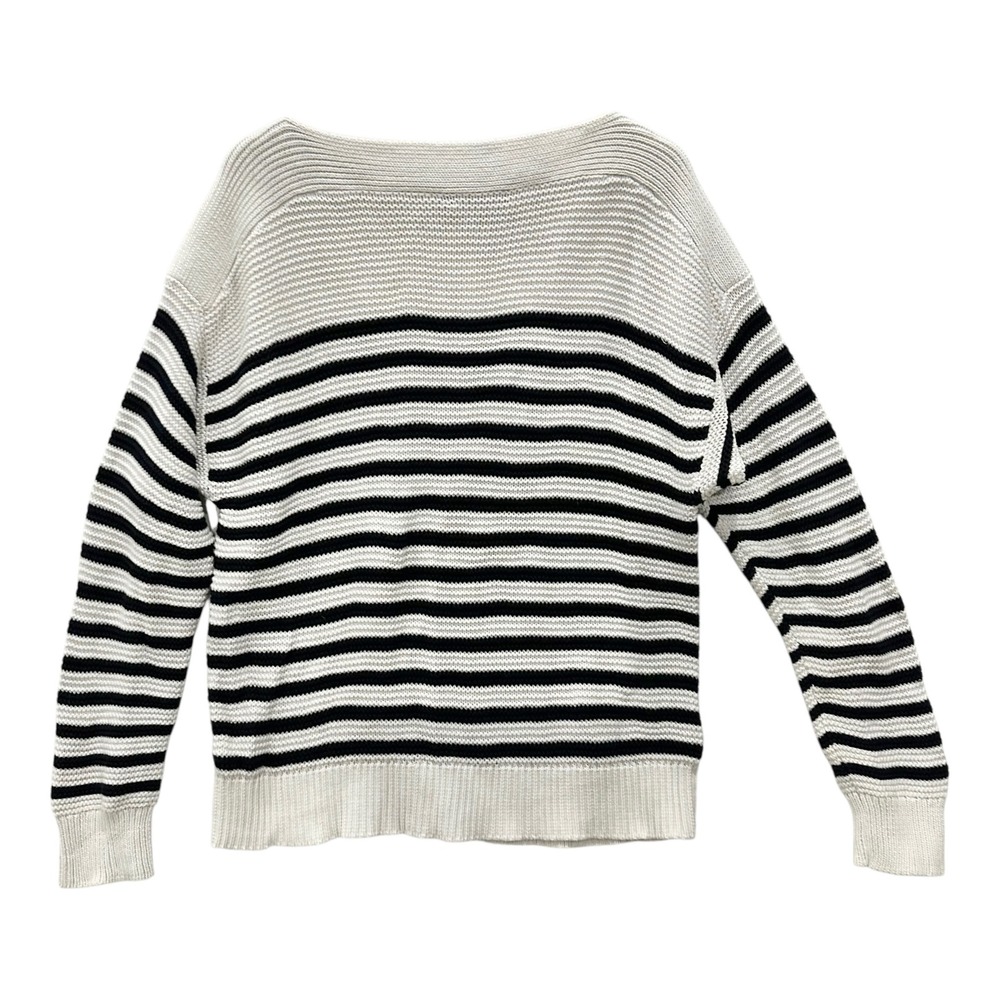 Lauren Ralph Lauren Women's XXL Navy White Striped Cotton Boatneck Sweater